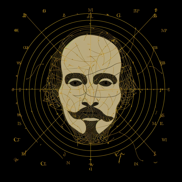 William Shakespeare's face as a map