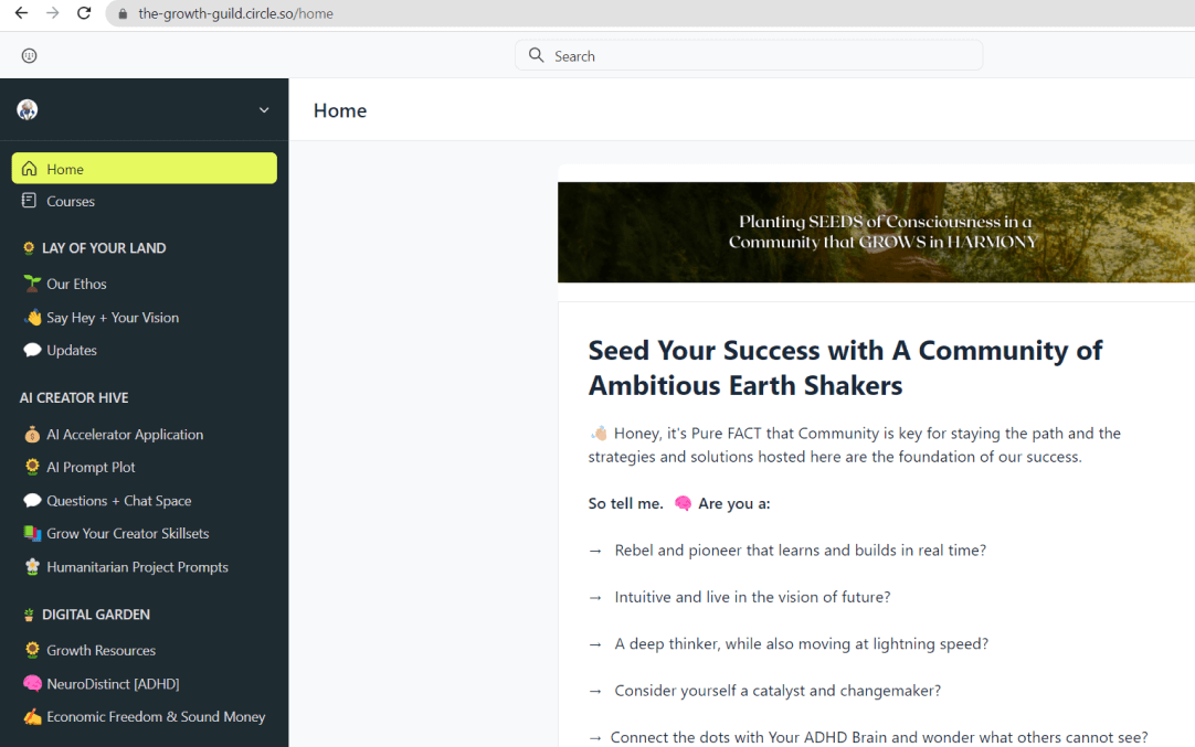 Screenshot of Kassie Kuehl's Growth Garden website