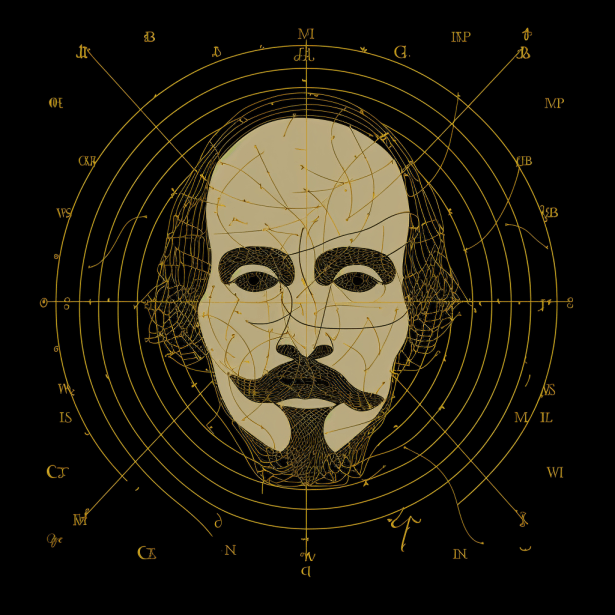 William Shakespeare's face as a map