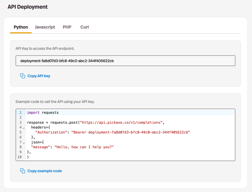 Auth and example code, ready to copy