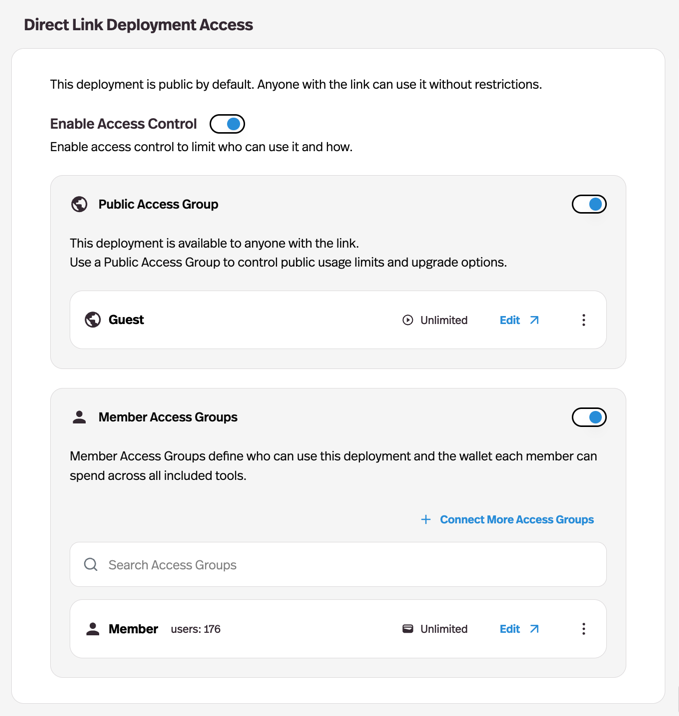 New deployment share modal