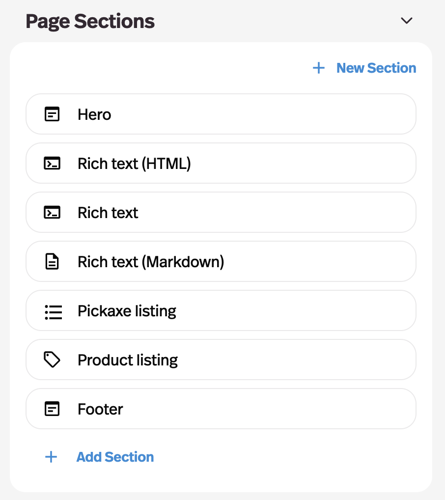 Sections, not a blinking cursor