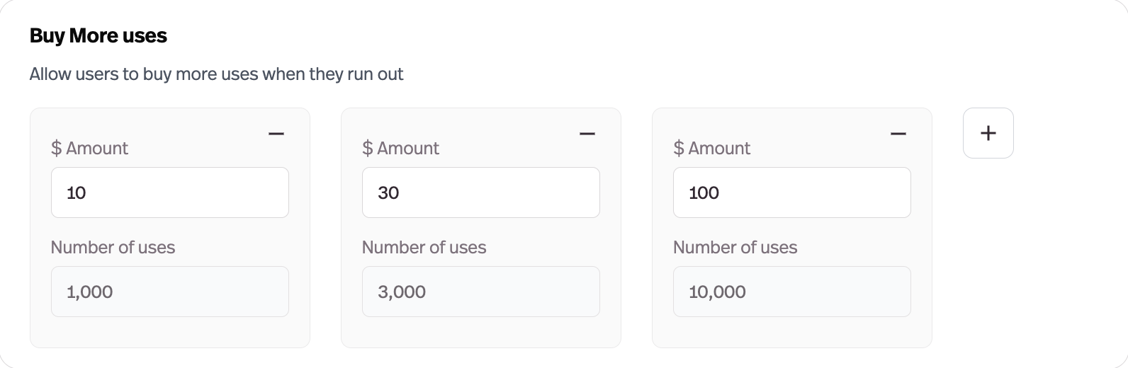 Users can buy more credits