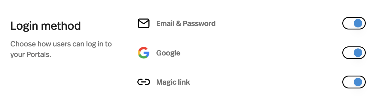 Magic link login for end users