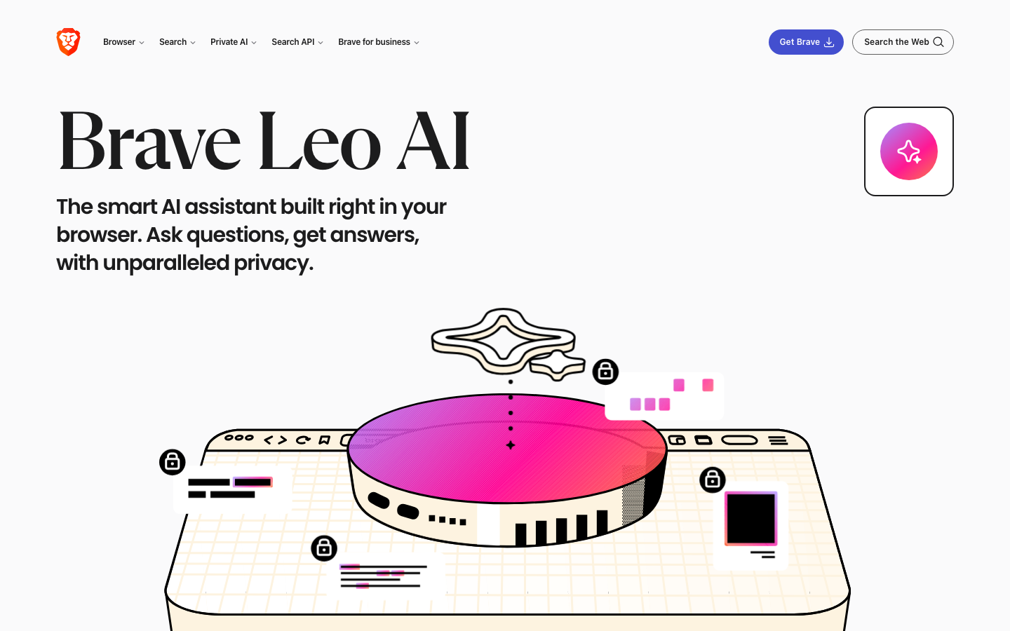 Screenshot of Brave Leo AI assistant in the browser sidebar