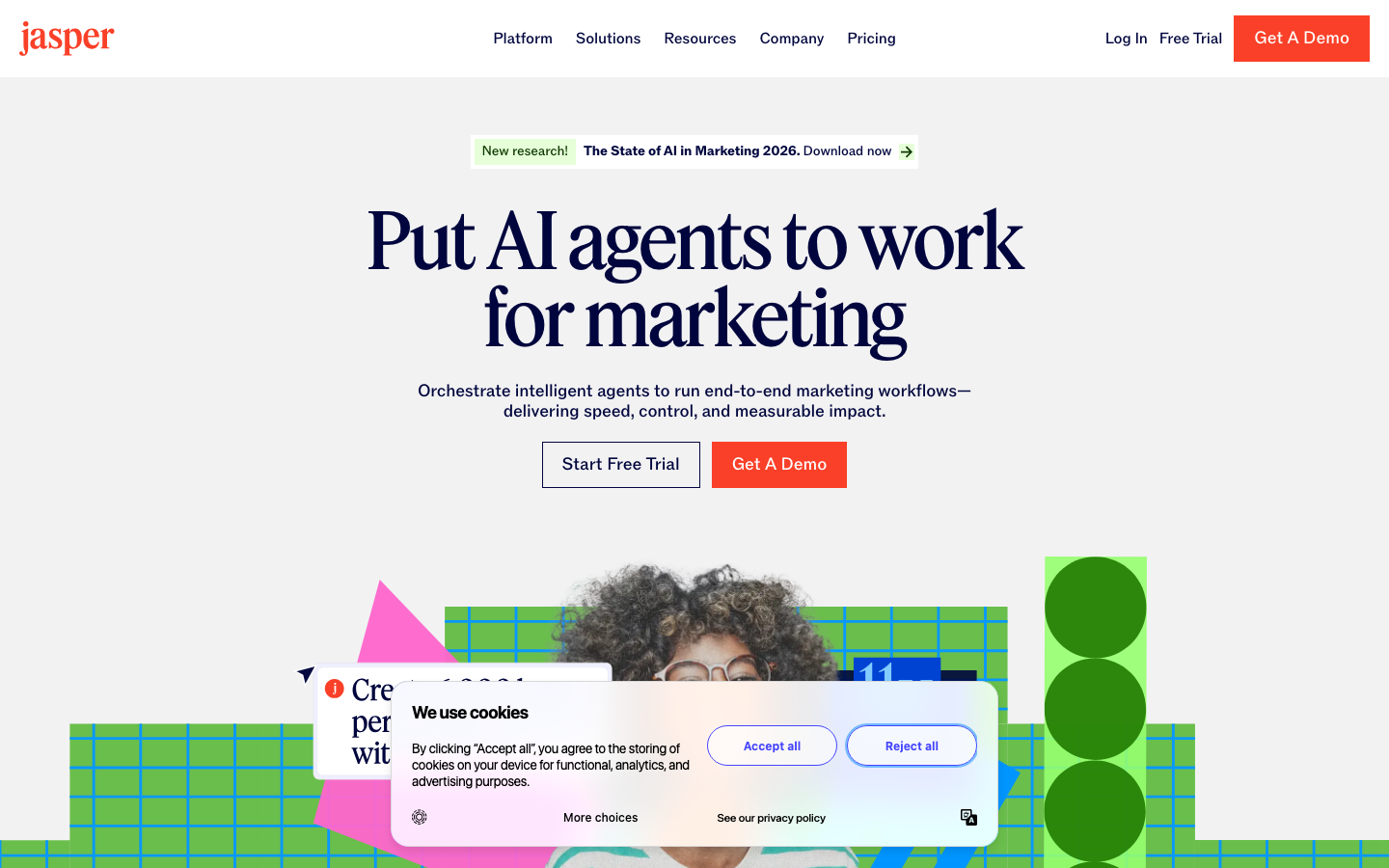 Screenshot of Jasper AI extension showing marketing content generation