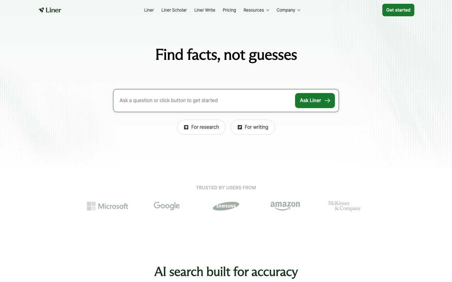 Screenshot of Liner extension showing AI search and smart highlighting