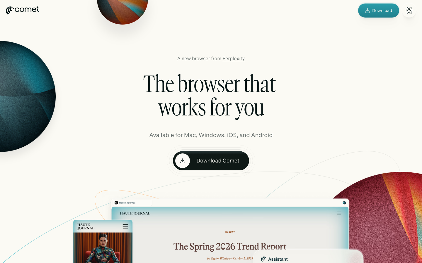 Screenshot of Perplexity Comet browser with AI prompt bar