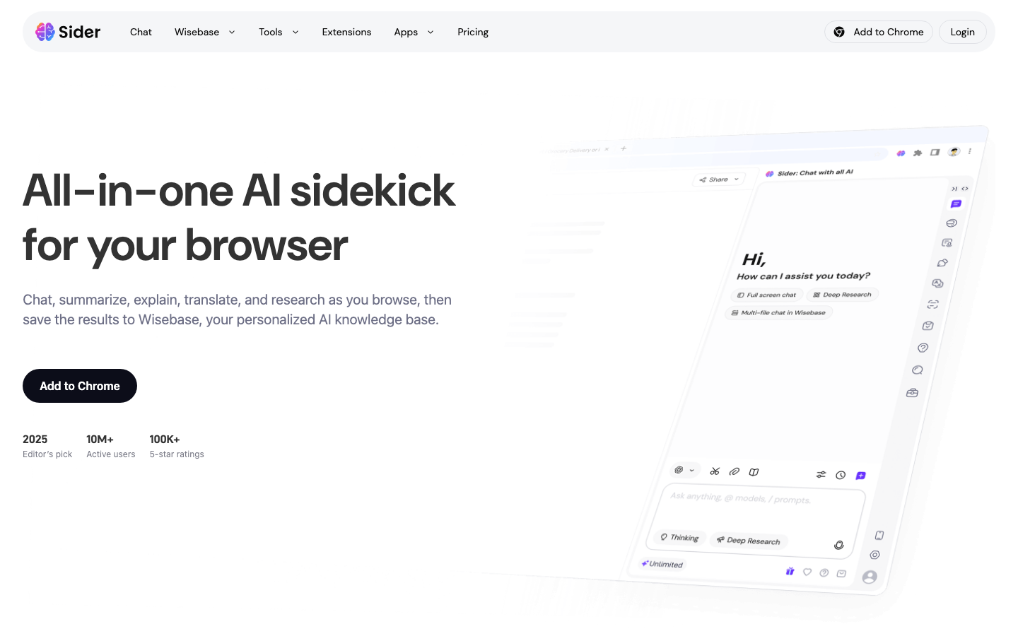 Screenshot of Sider AI browser extension showing multi-model sidebar