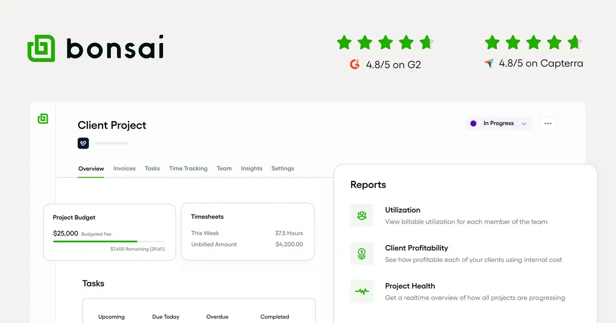 Bonsai freelance business software for contracts, invoices and time tracking