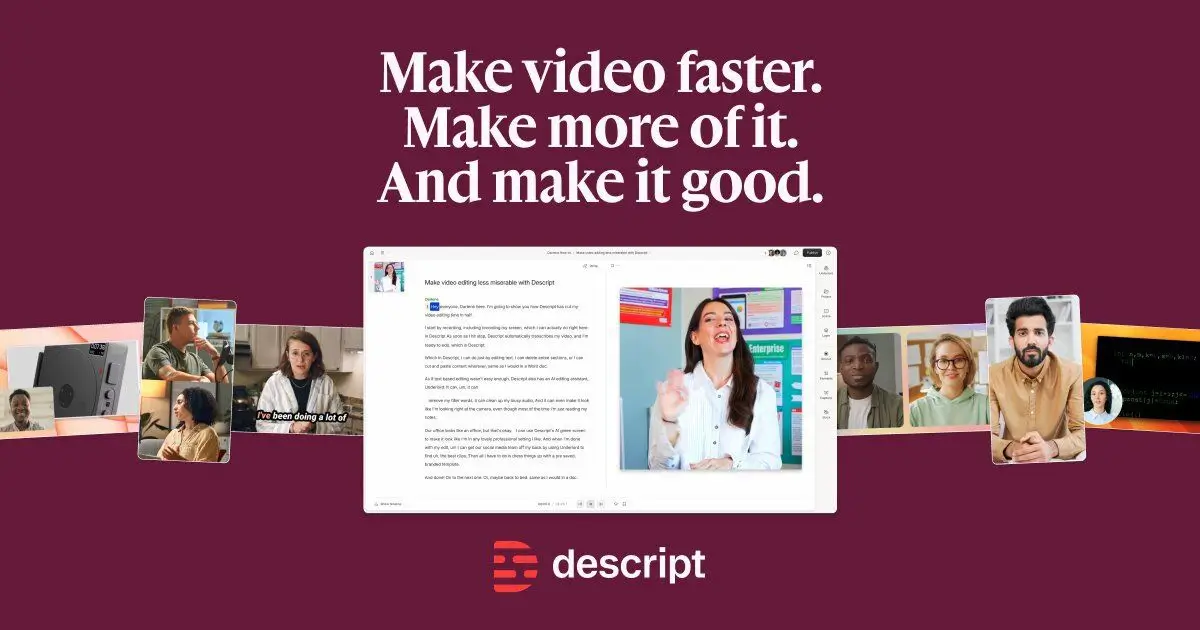 Descript AI video and podcast editing tool used by freelance editors