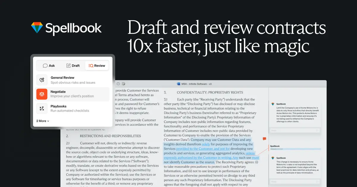 Spellbook - AI contract drafting and review tool for lawyers inside Microsoft Word