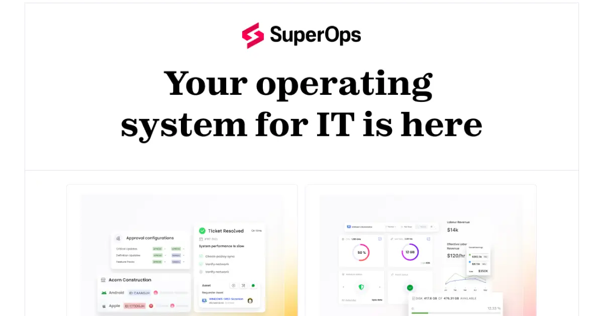 SuperOps AI-powered PSA and RMM platform for managed service providers
