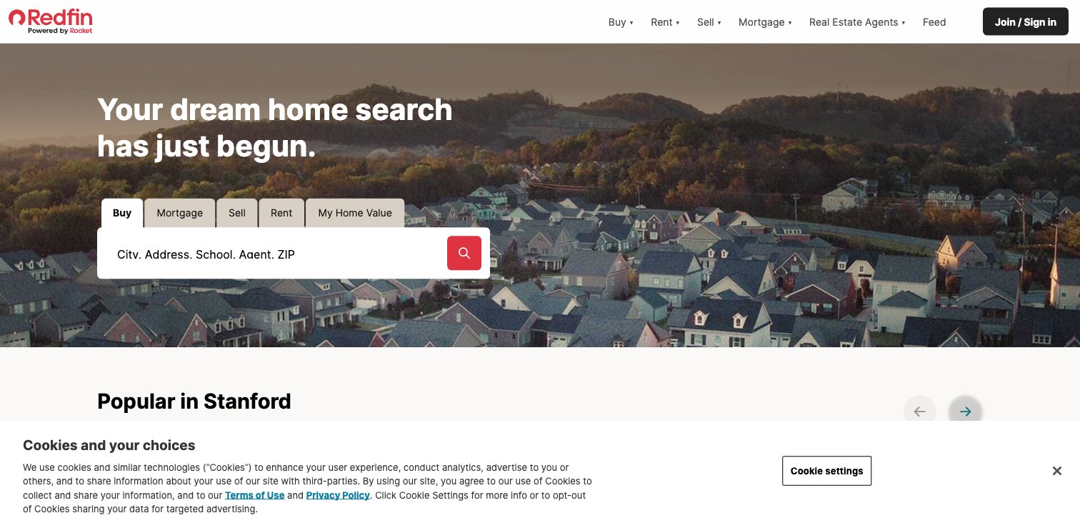 Redfin real estate platform with AI-powered home search and market analysis