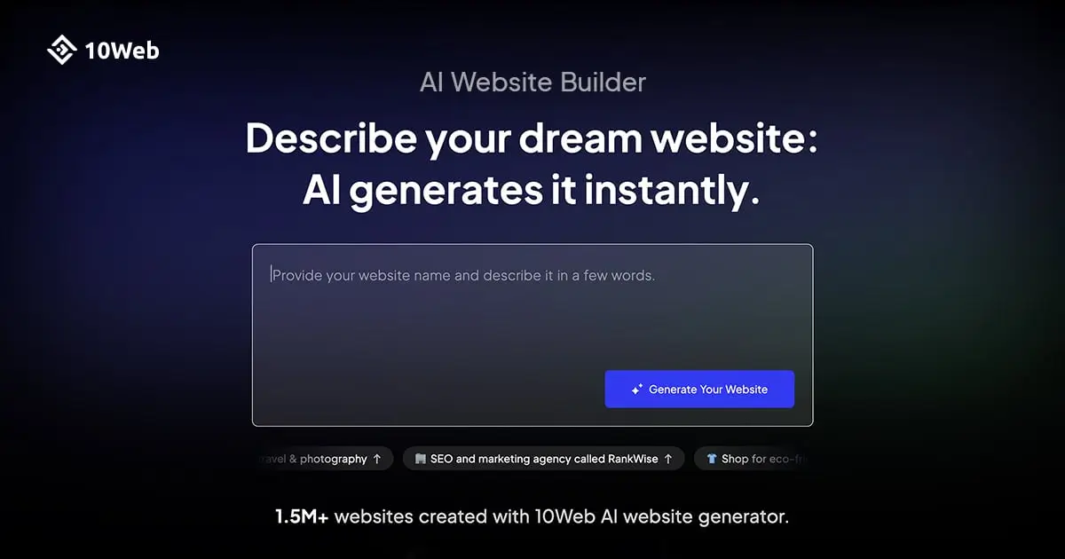 10Web official AI website builder product image