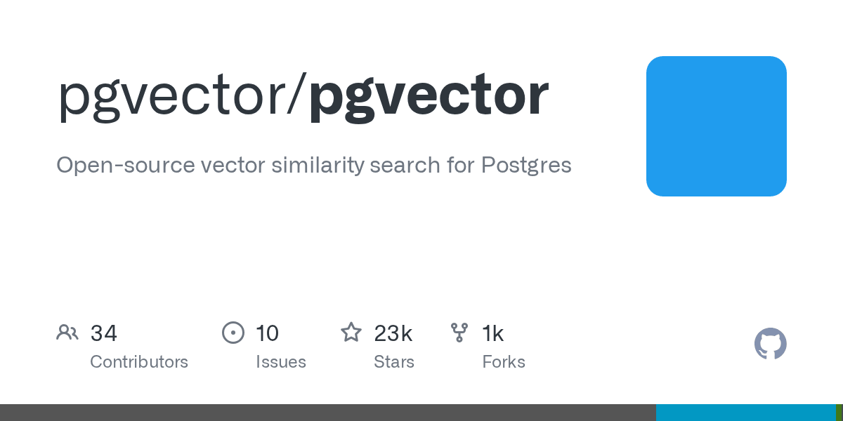 Official pgvector repository preview for the PostgreSQL vector search extension