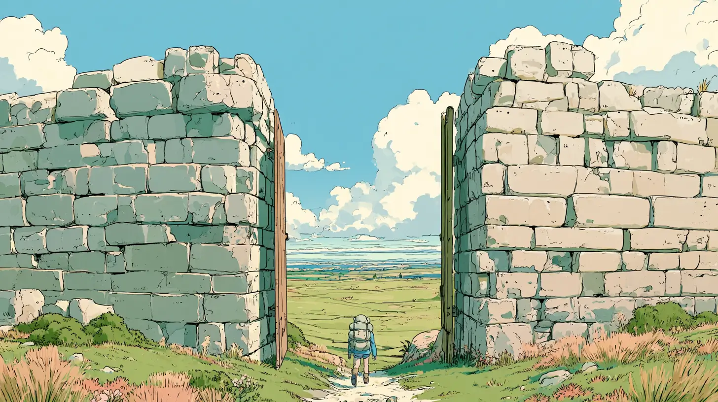 Custom GPT alternatives illustrated as an adventurer stepping through a gate in a high stone wall into open country