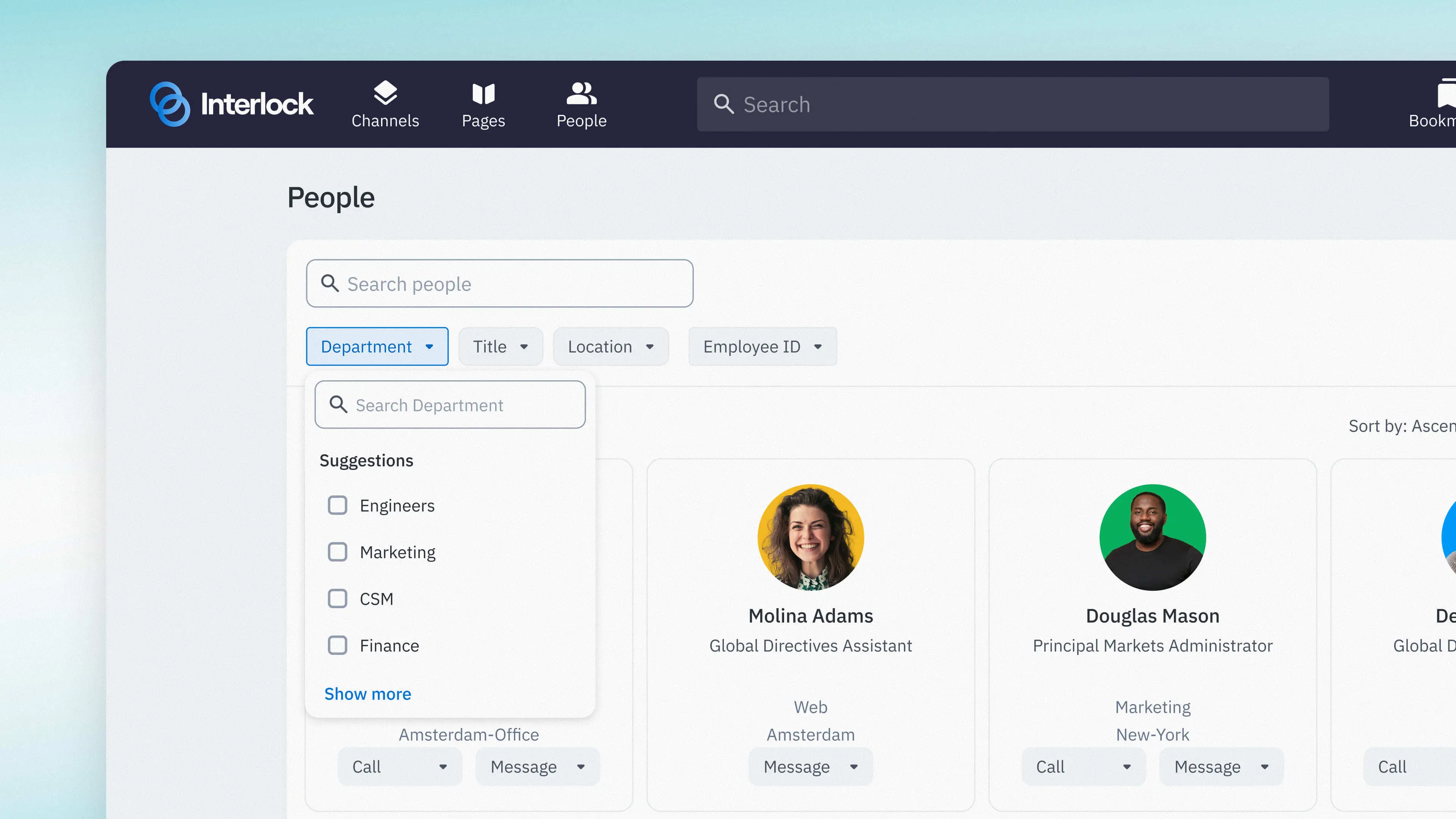Happeo intranet for Google Workspace — employee portal software with people search