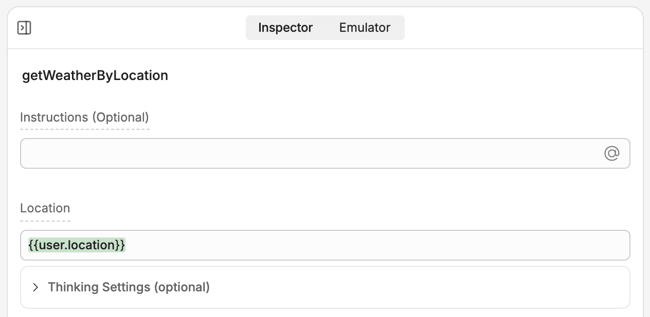 Botpress Manual Action inputs in node inspector