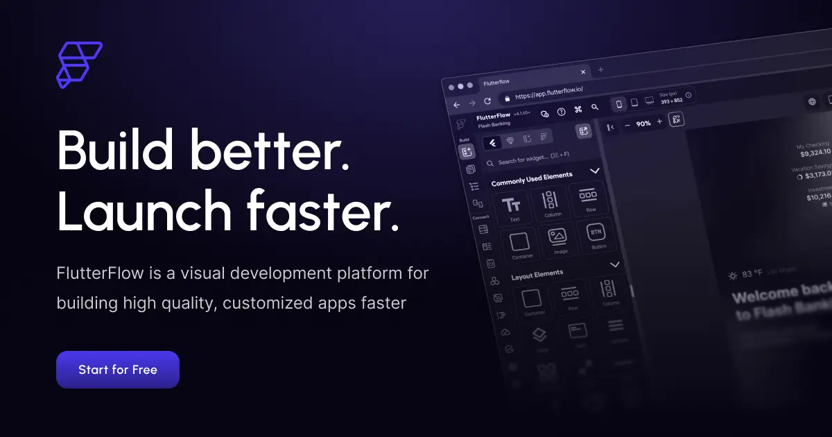 FlutterFlow visual app builder for cross-platform Flutter development