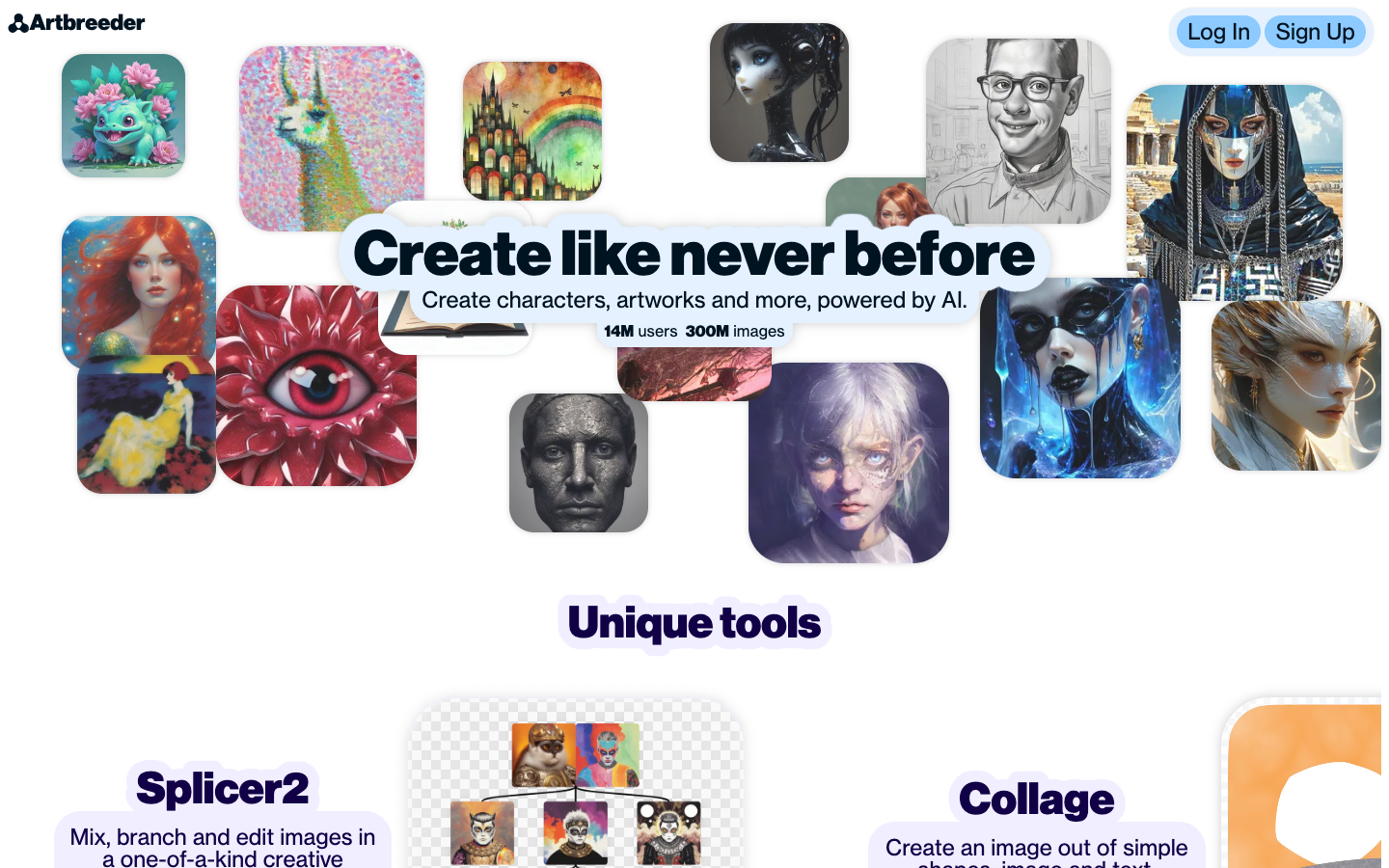 Artbreeder showing its unique genetic breeding approach to AI image creation with gene sliders