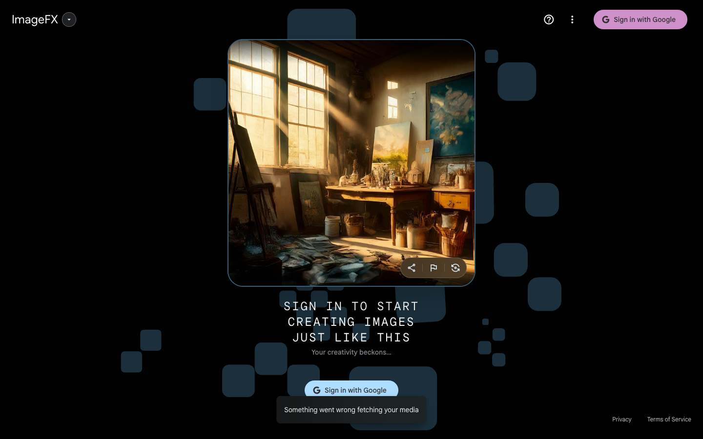 Google ImageFX interface showing free AI image generation powered by the Imagen model