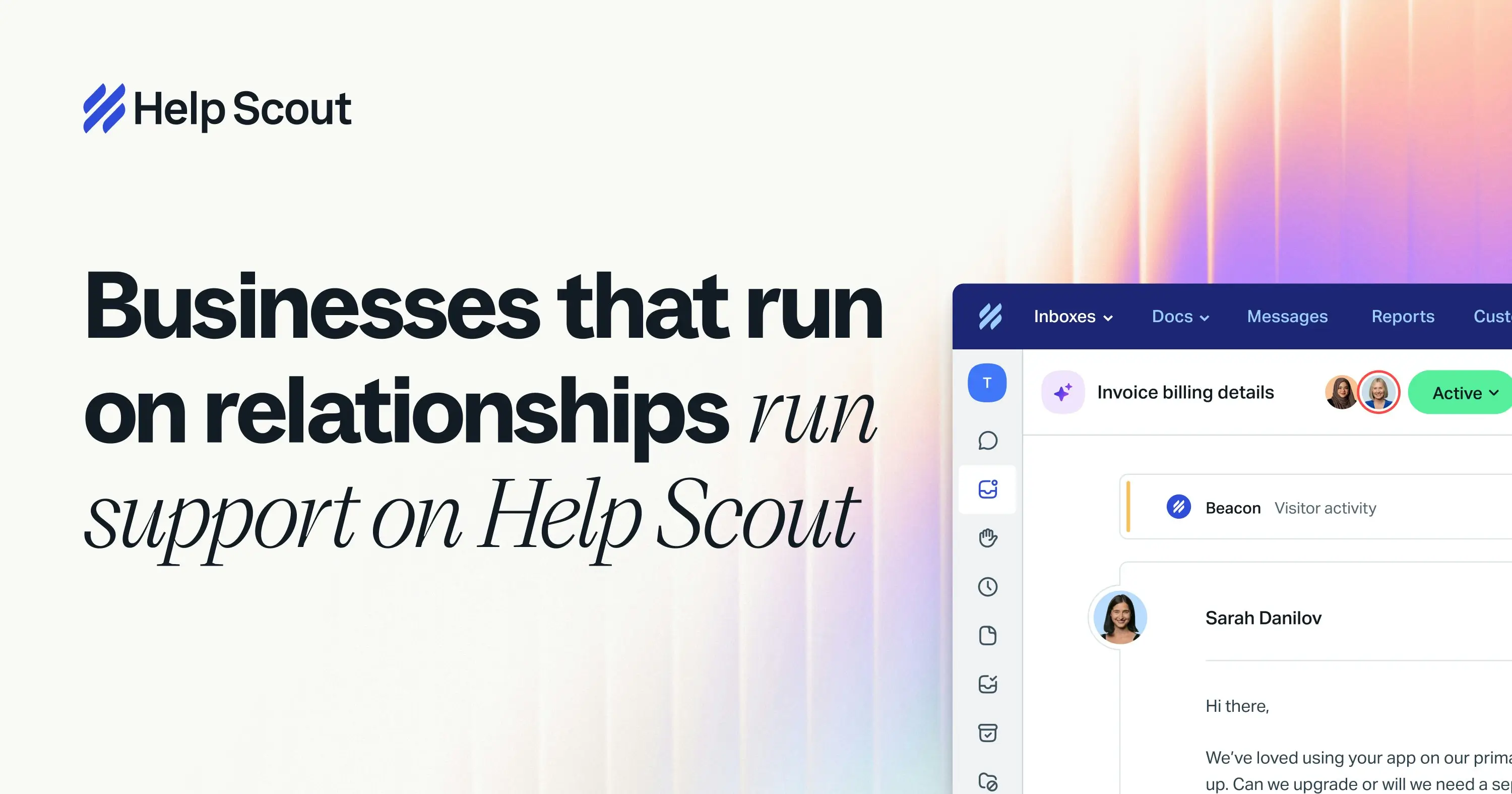 Help Scout AI knowledge base tool with Docs help center and AI Answers chatbot for support teams