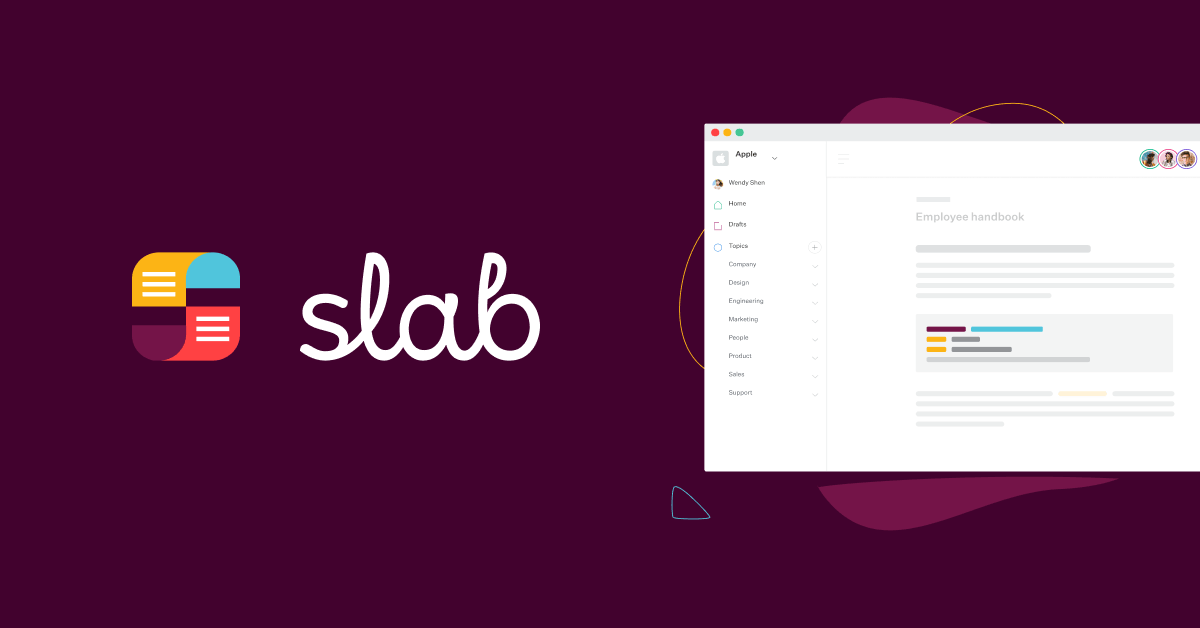 Slab AI knowledge base tool for team wikis with unified search across connected apps