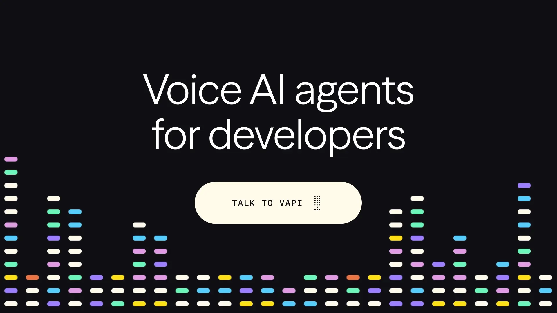 Vapi AI voice agent platform homepage for building advanced voice AI agents