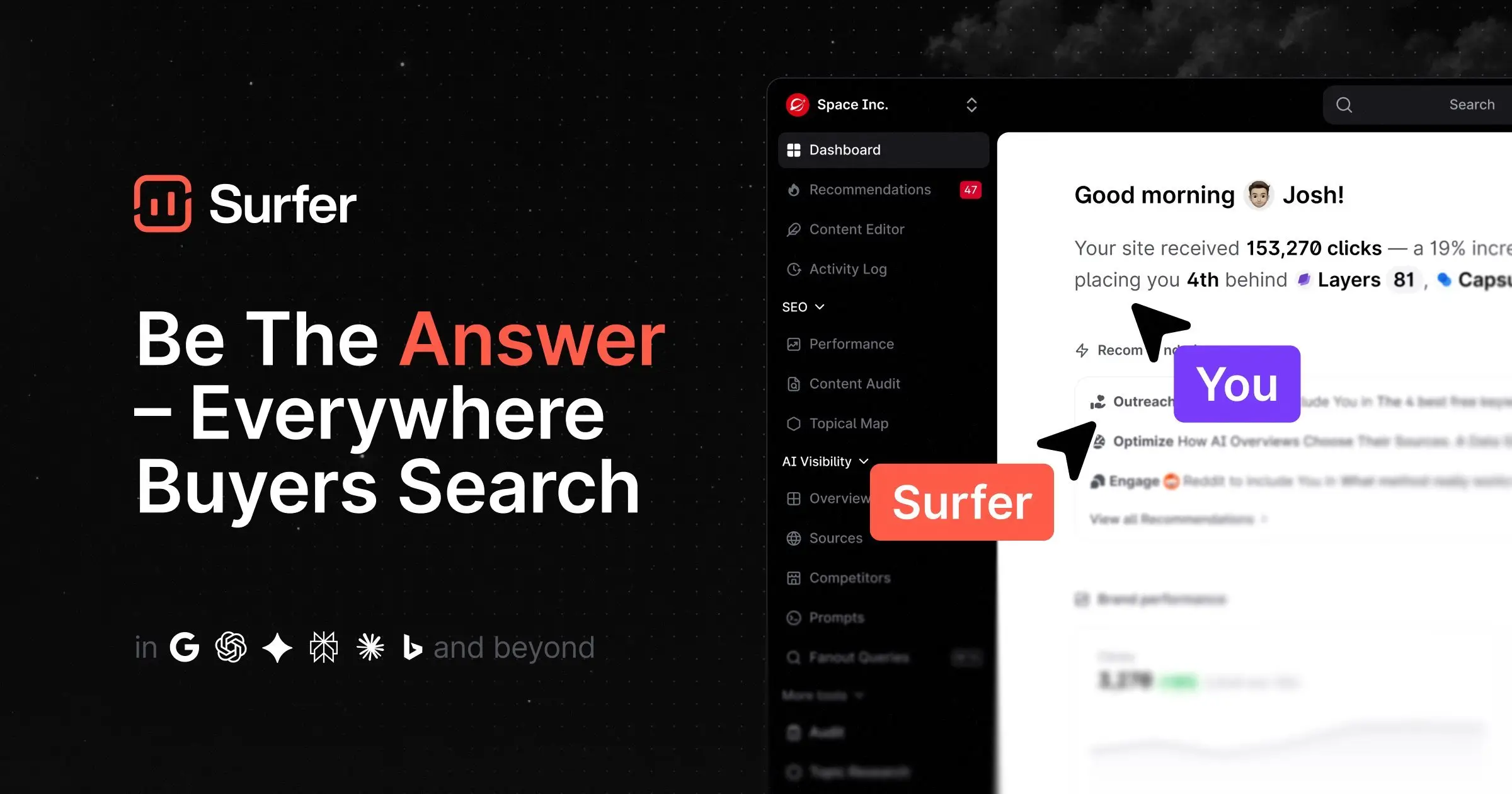 Surfer SEO AI writing tool scoring a draft against ranking pages in the content editor