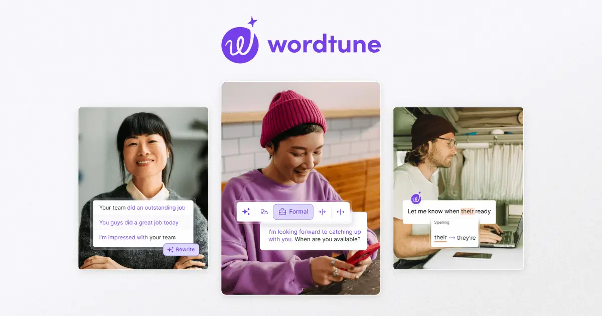 Wordtune AI writing tool rewriting a sentence into multiple alternative phrasings