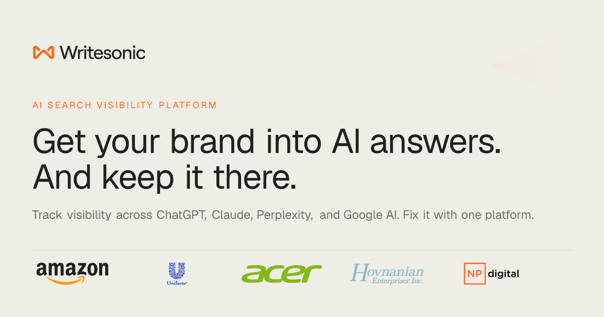 Writesonic AI writing tool with GEO and AI search visibility tracking across ChatGPT and Perplexity