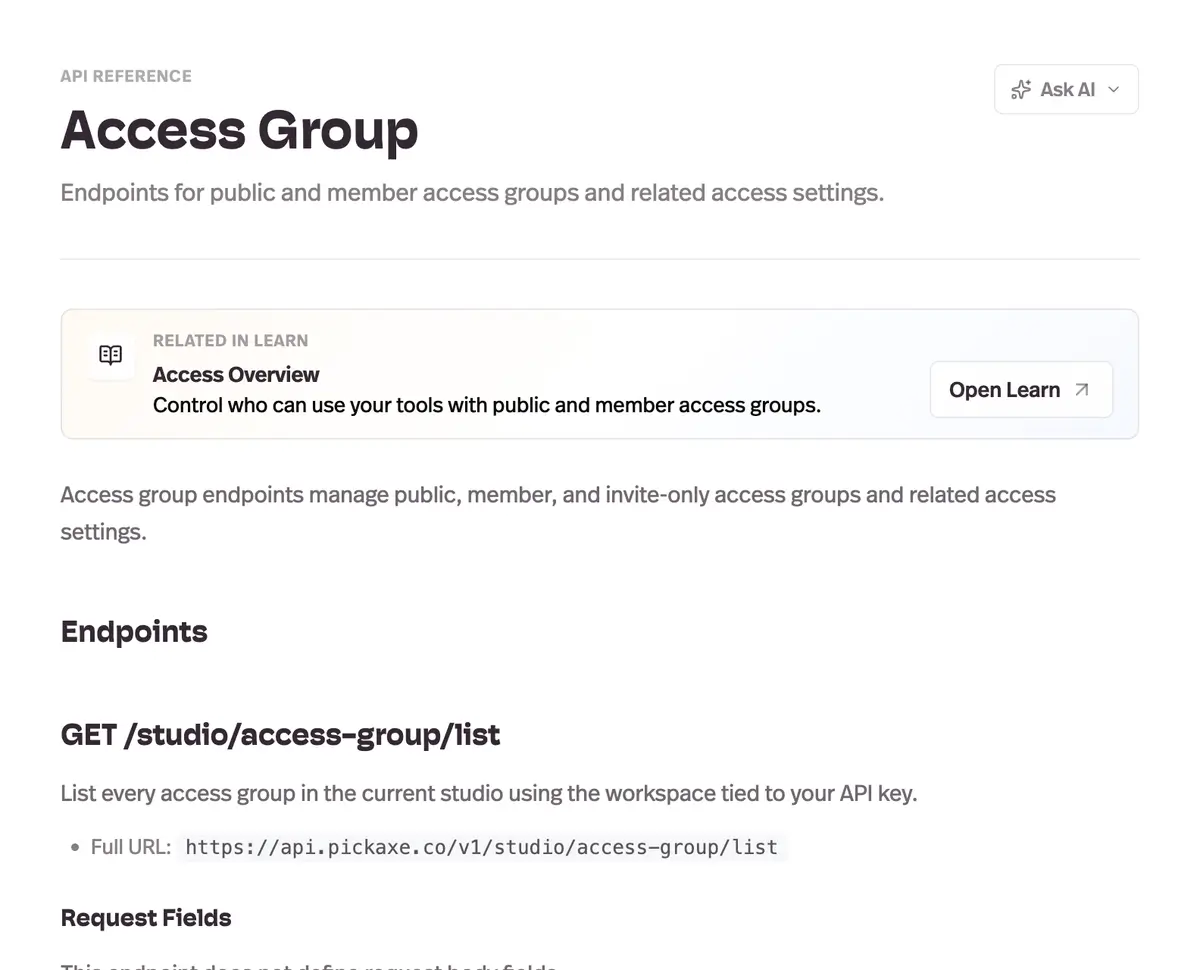 Access group API
