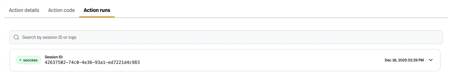 Search your action runs