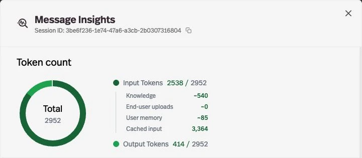 See cached input in message insights