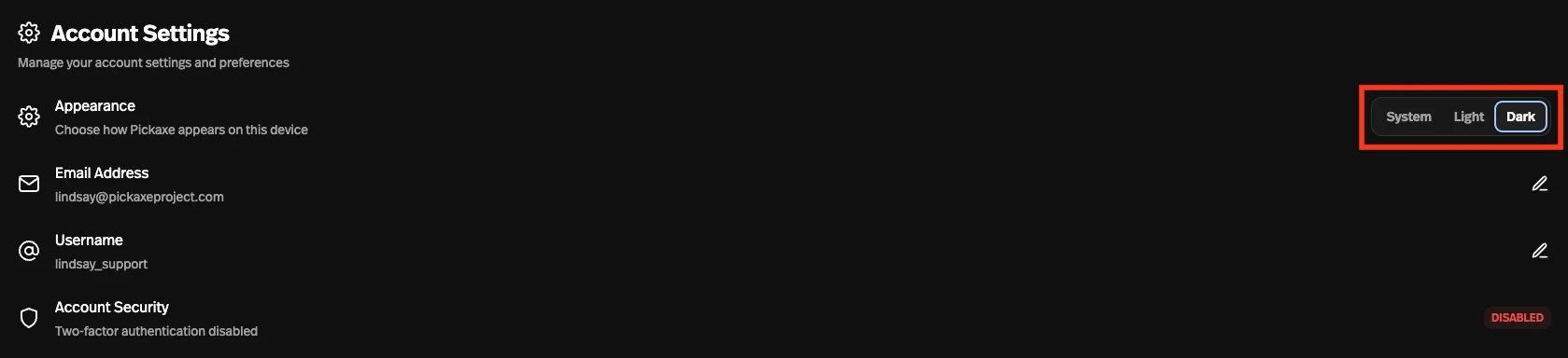 Dark mode for the dashboard