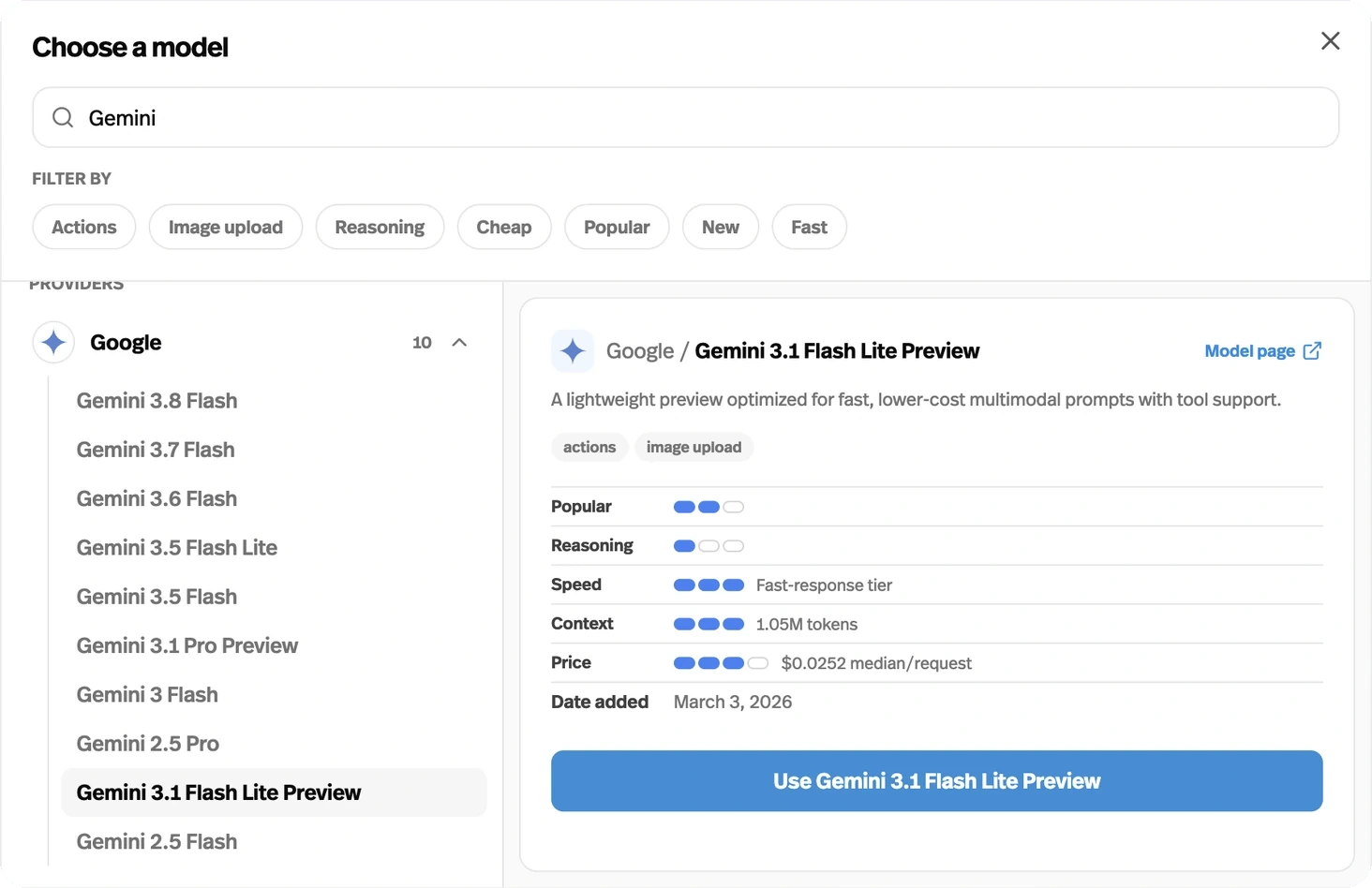 Gemini 3.1 Flash Lite Preview