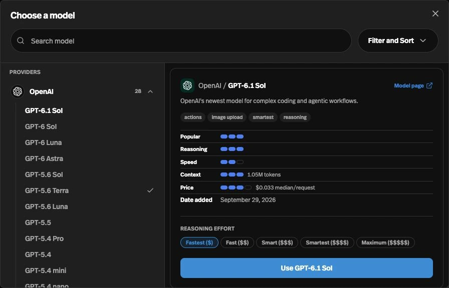 GPT-6.1 Sol is now available