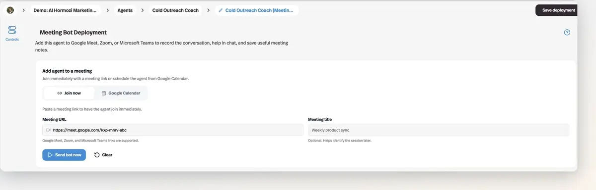 Your agent can join meeting calls