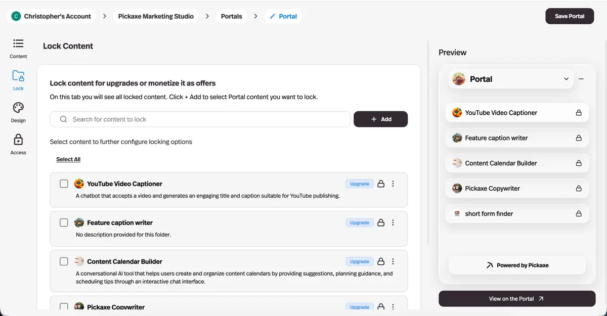 Lock individual tools and folders