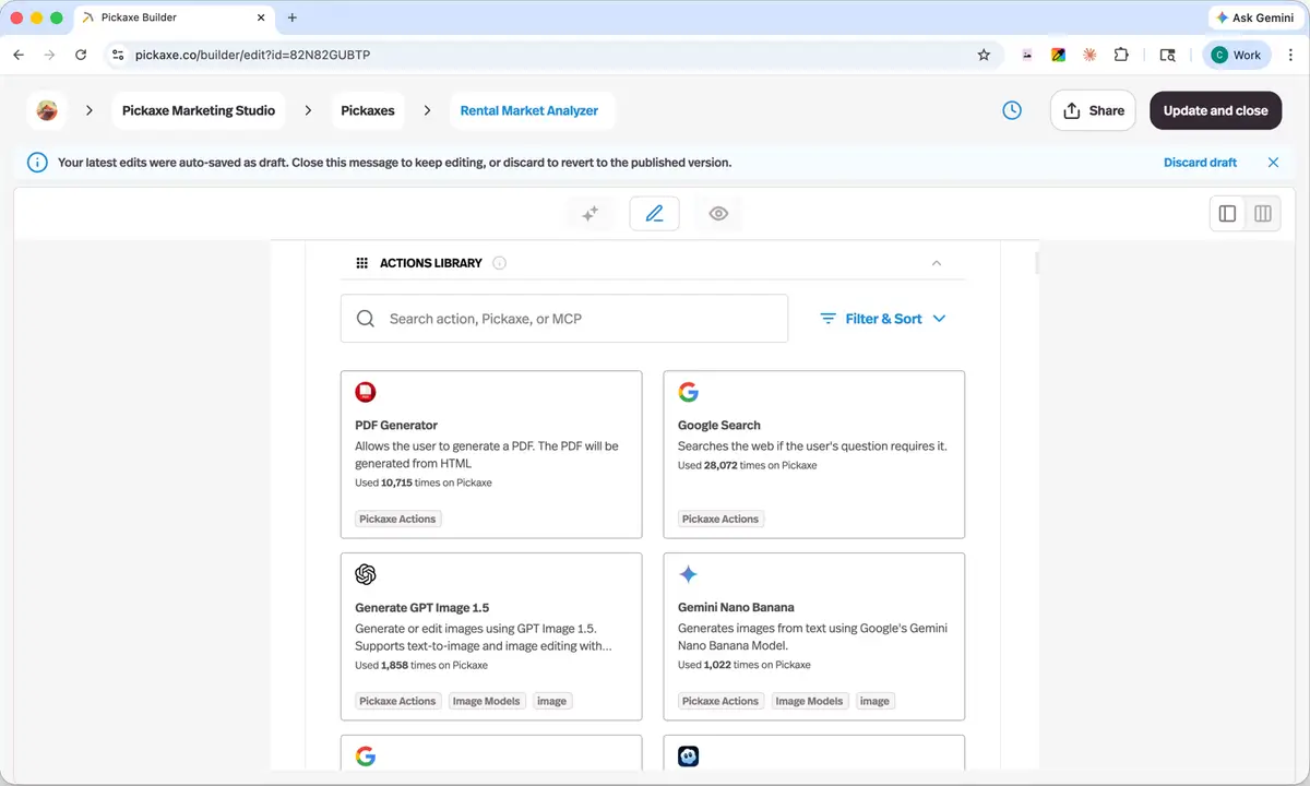 Search your action runs
