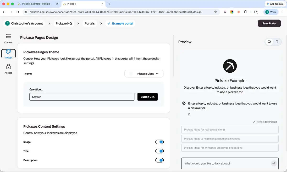 Dark theme and dynamic glass for portals