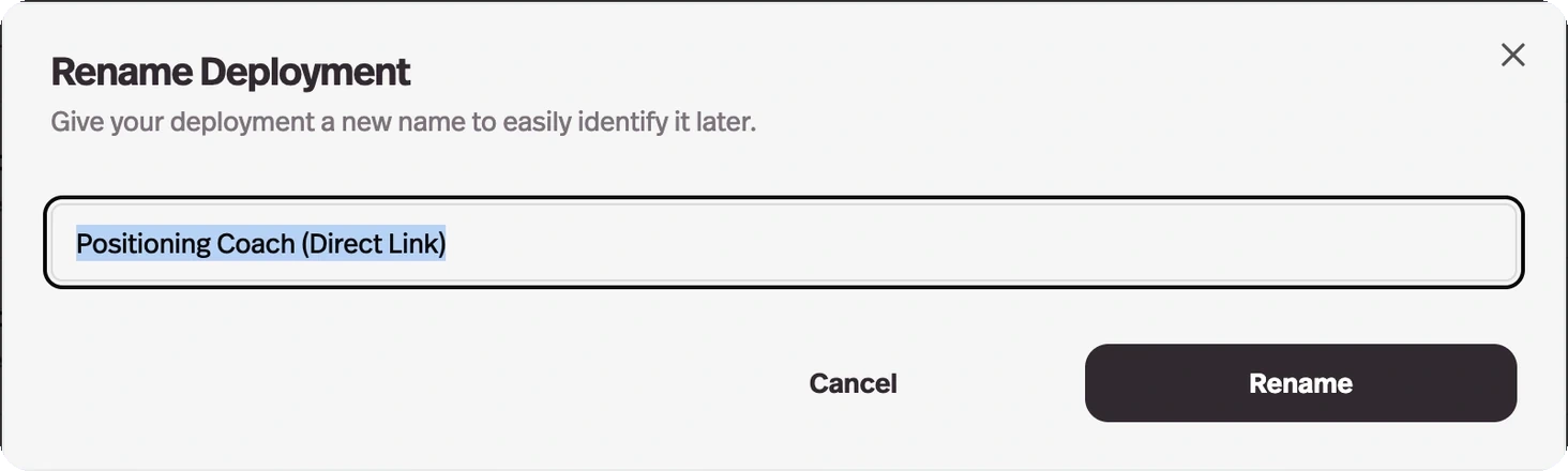 Rename your deployments
