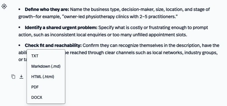 Download an agent response as a document