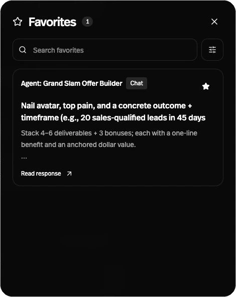 Keep useful agent replies in Favorites