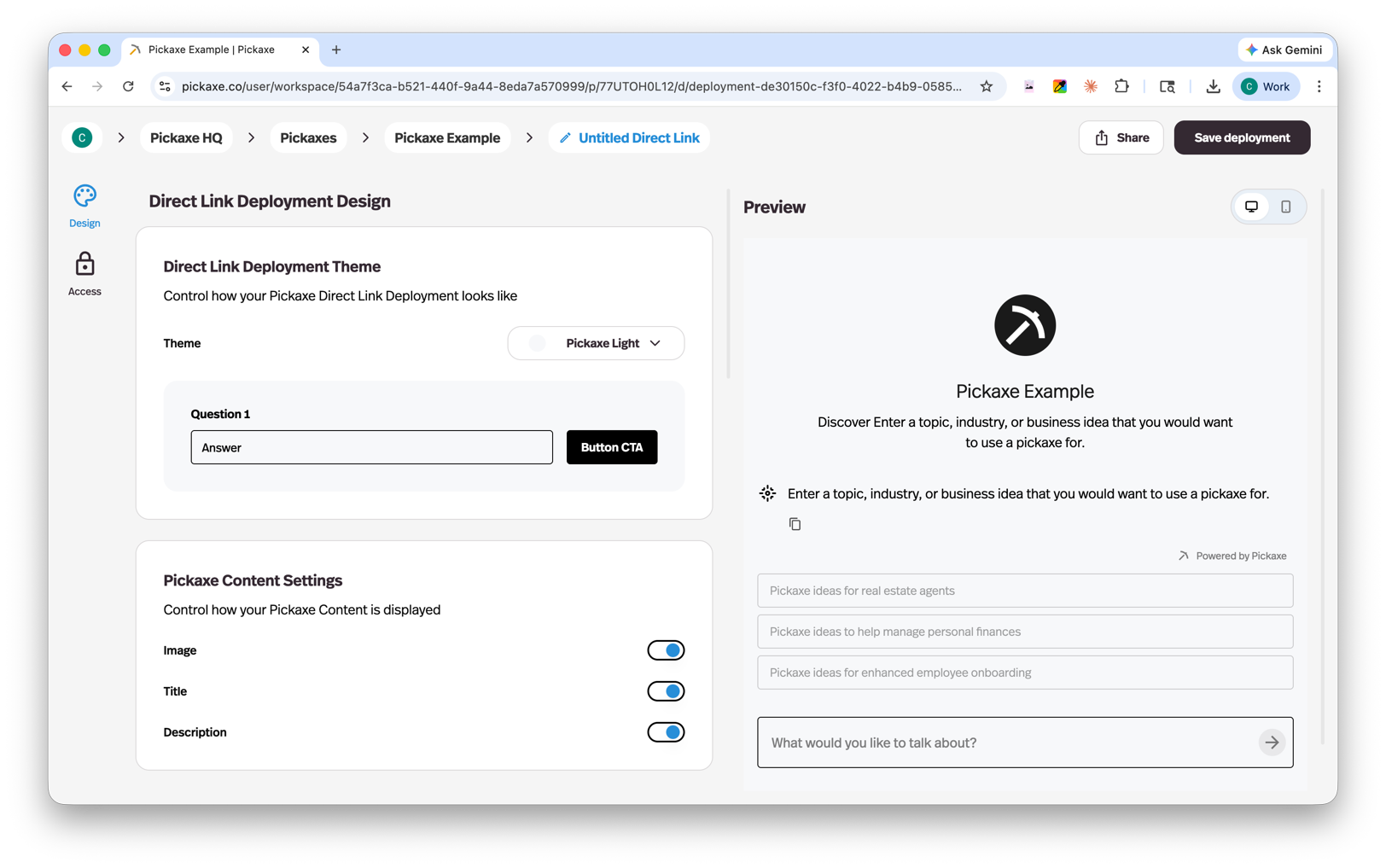 Direct Link Deployment Design