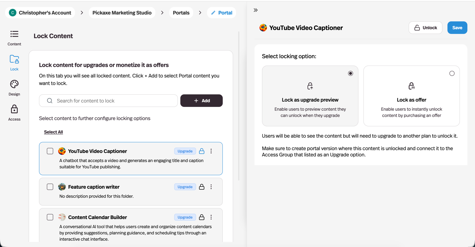 Lock as Upgrade Preview